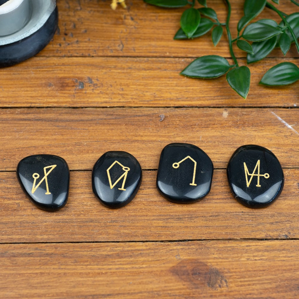 Reiki Stenen Zwarte Jaspis Aartsengelen – 4 stuks