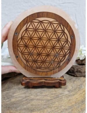 Zoutsteen Lamp Deco Flower of Life Inclusief Kabel en Lampje
