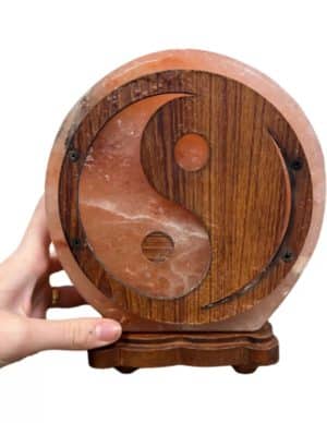 Zoutsteen Yin Yang Lamp Inclusief Kabel en 15 Watt Lampje