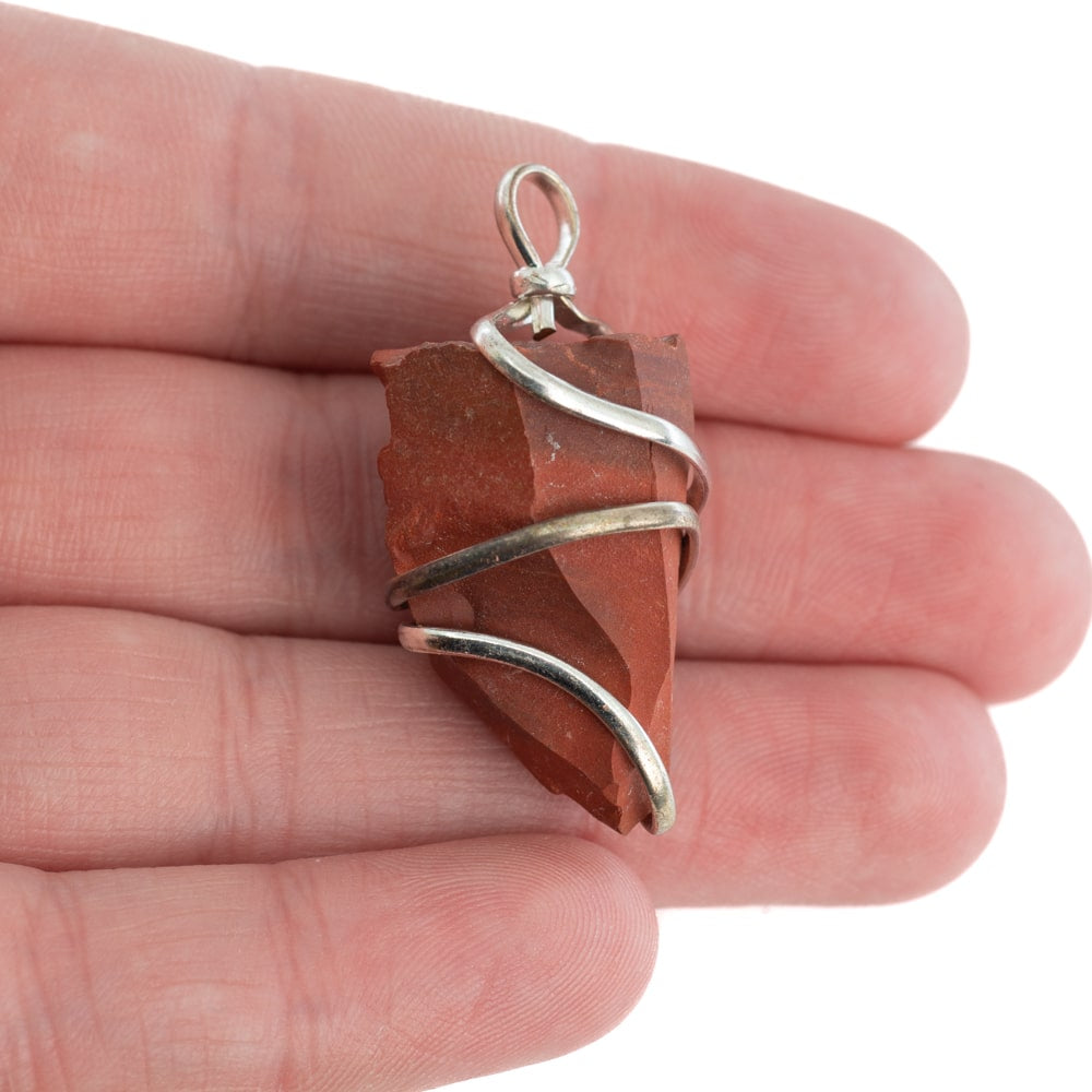 Ruwe Edelsteen Hanger Rode Jaspis Wikkel