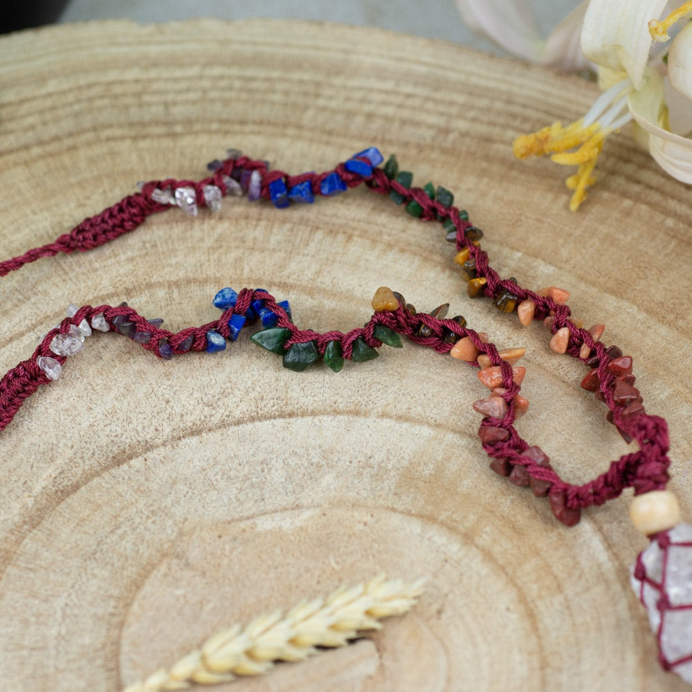 Ruwe Edelsteen Hanger Bergkristal met Chakra Ketting