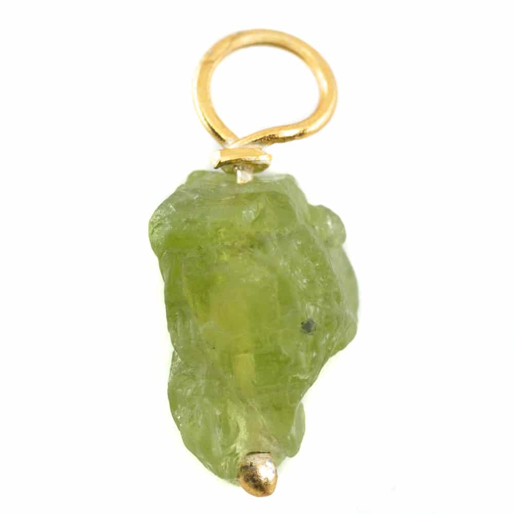 Ruwe Edelsteen Hanger Peridoot 925 Zilver & Verguld (8 – 12 mm)