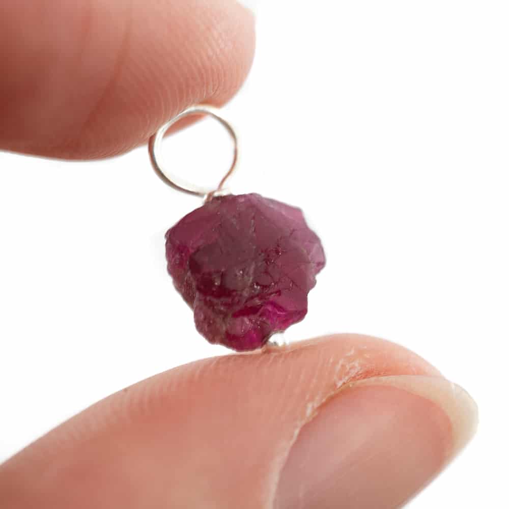 Ruwe Edelsteen Hanger Roze Toermalijn 925 Zilver (8 – 12 mm)