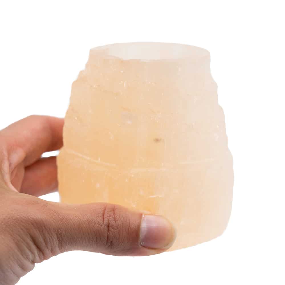 Seleniet Waxinelichthouder Cilinder Oranje – 5 x 8 cm (ca. 600 gram)
