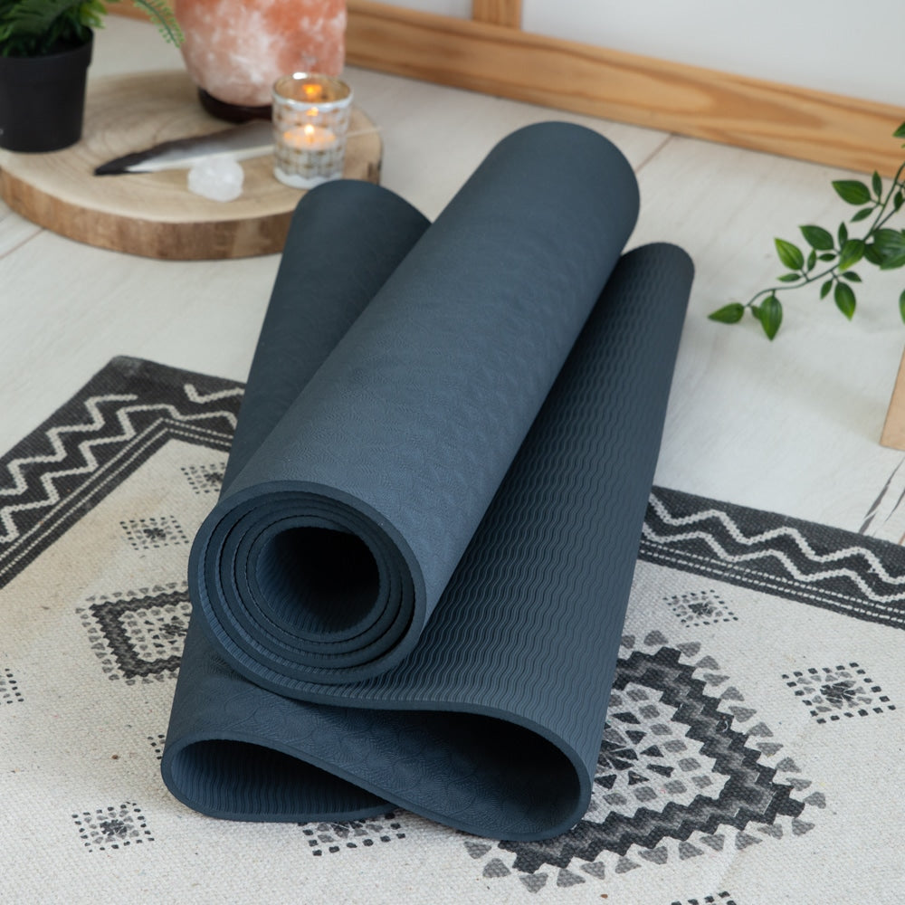 Spiru TPE Yogamat Antraciet- Extra Dik – 6 mm – 183 x 61 cm