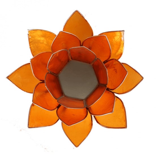 Lotus Sfeerlicht Oranje 2e Chakra Zilverrand