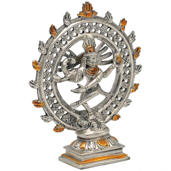 Shiva Nataraja Messing Dubbele Ring Tweekleurig (15 cm)