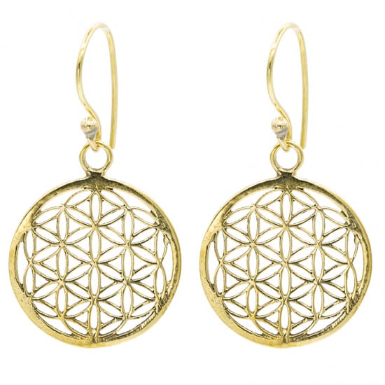 Flower of Life Oorbellen Messing Goudkleurig