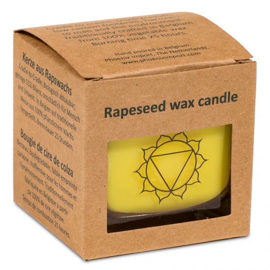 Geurkaars in Glas 3e Chakra – Koolzaadwas Ecologisch – Zonnevlecht Chakra
