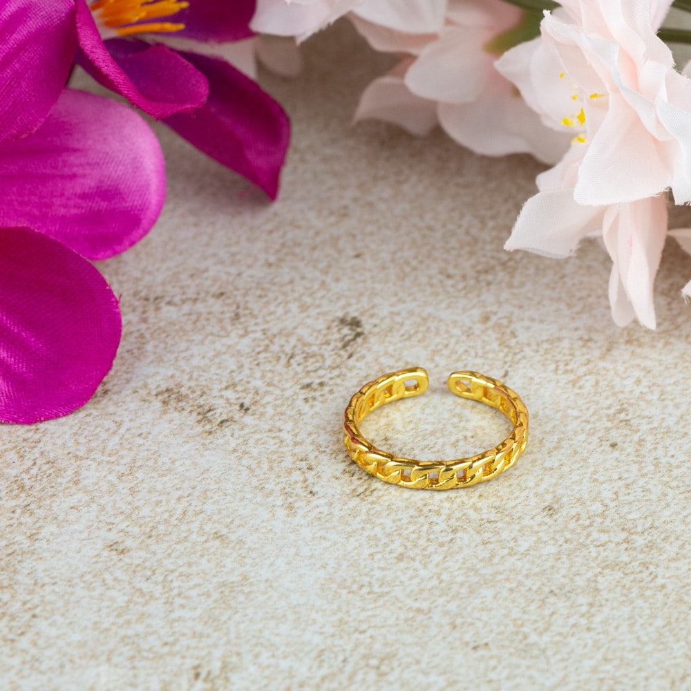 Verstelbare Ring Schakelketting Koper Goudkleurig