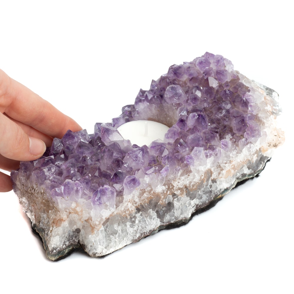 Waxinelichthouder Edelsteen Amethist Cluster (ca. 1000 gram)