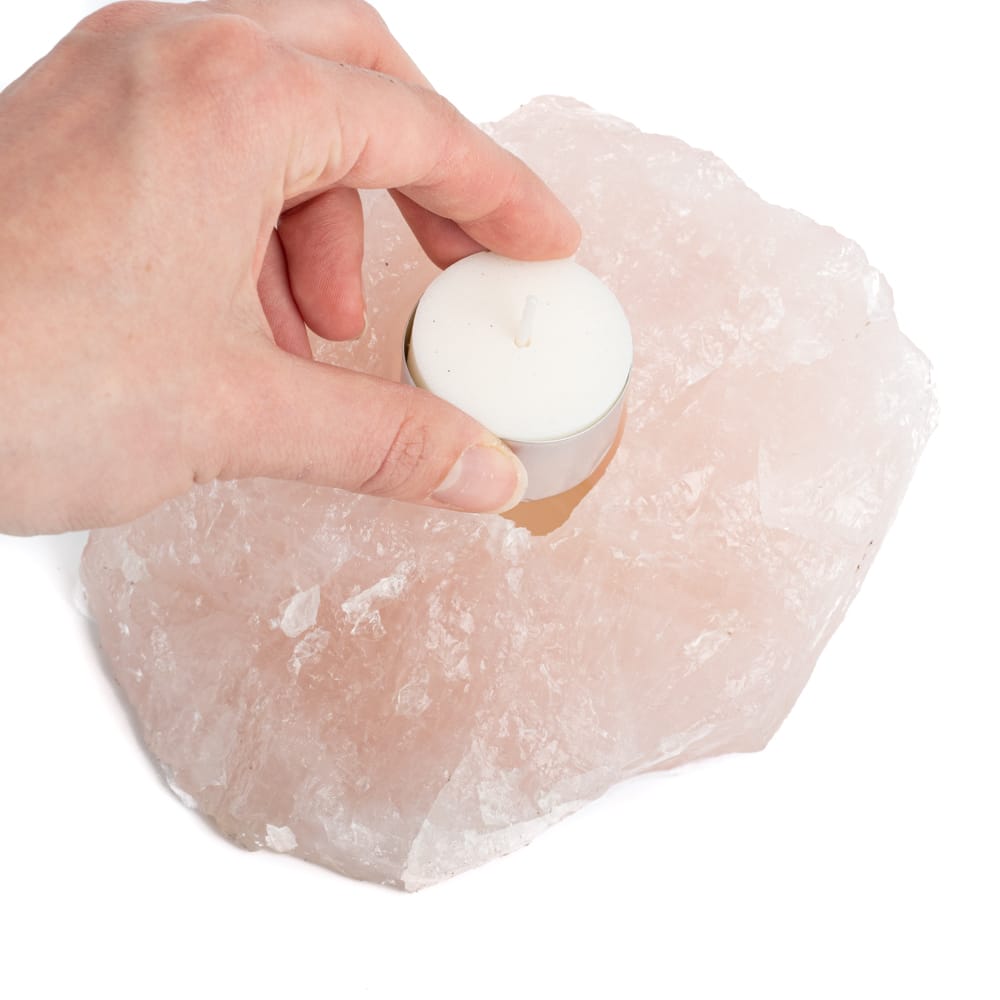Waxinelichthouder Edelsteen Rozenkwarts Cluster (ca. 1000 gram)