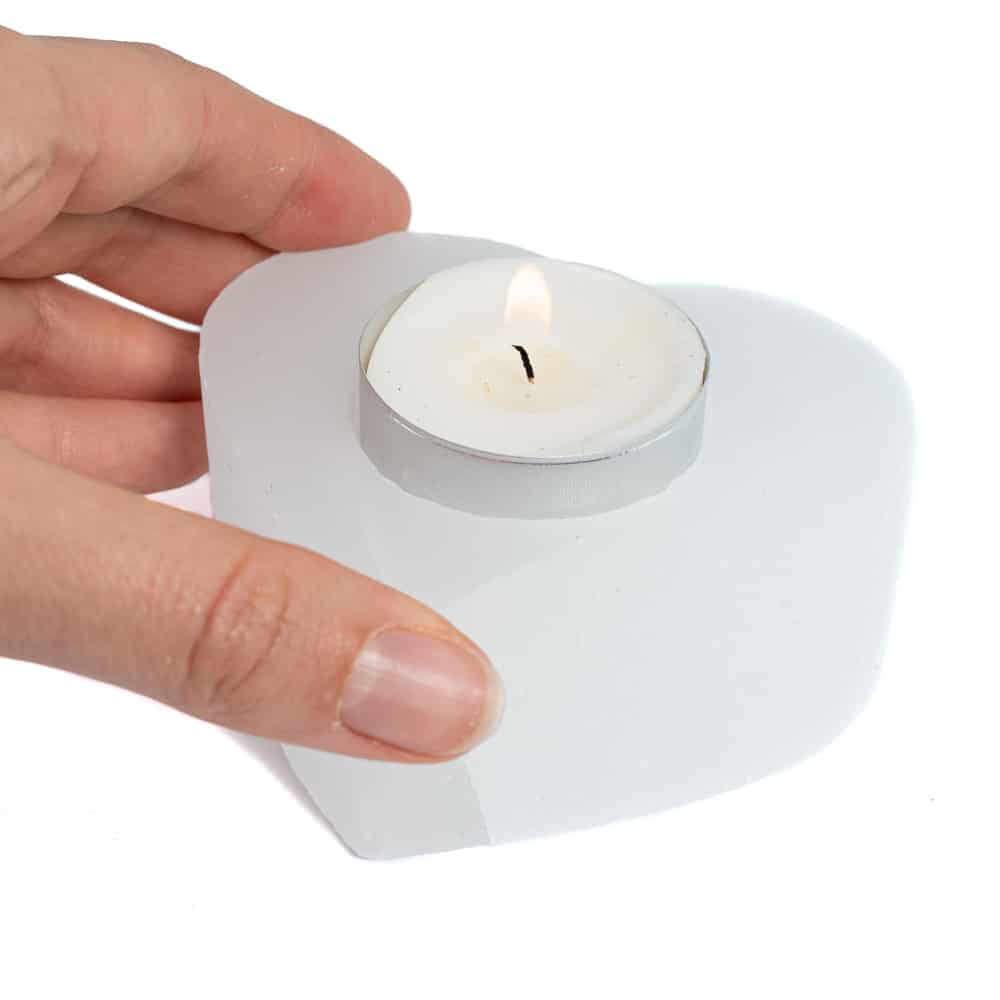 Waxinelichthouder Edelsteen Seleniet Hart ca 300 gram (8 x 8 cm)