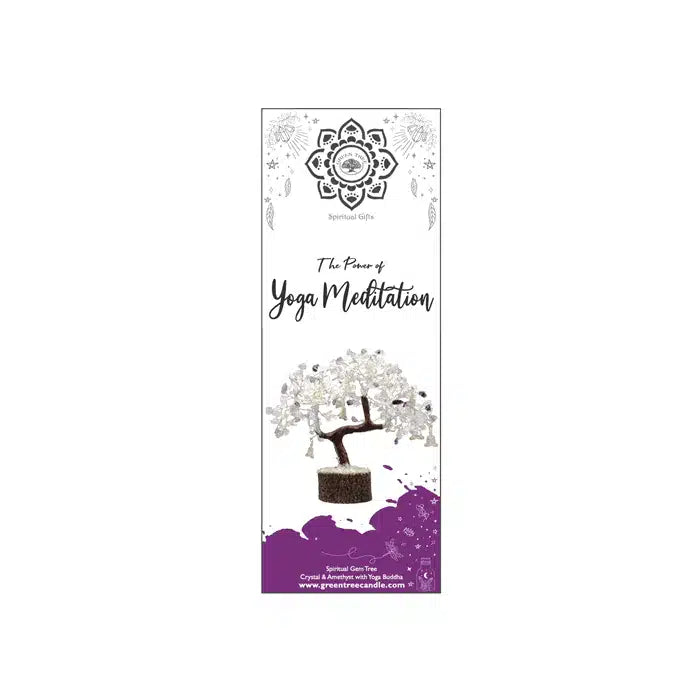 Edelsteenboom Bergkristal & Amethist – De Kracht van Yoga Meditatie – 22 cm