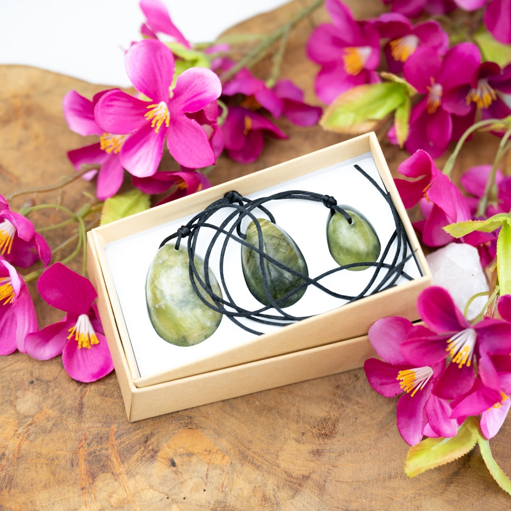 Yoni Ei Set Groene Jade – set van 3
