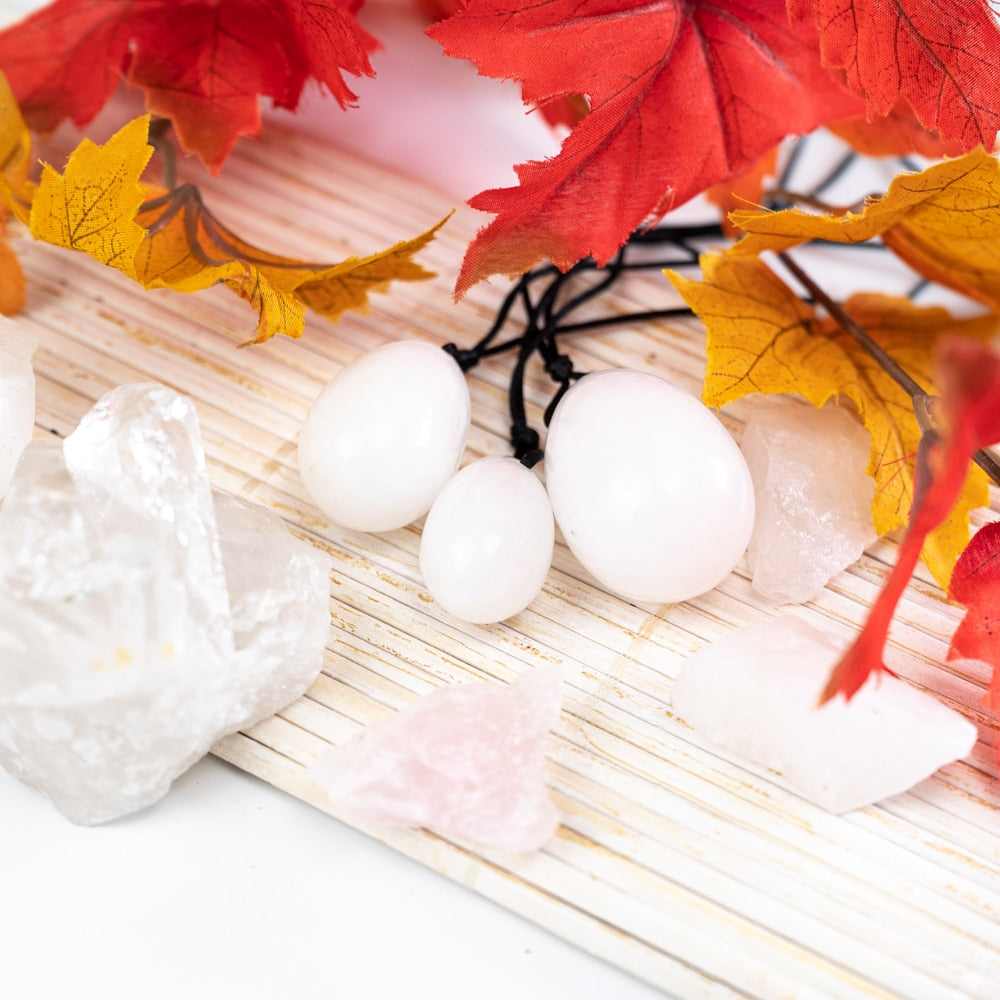 Yoni Ei Set Witte Jade – set van 3