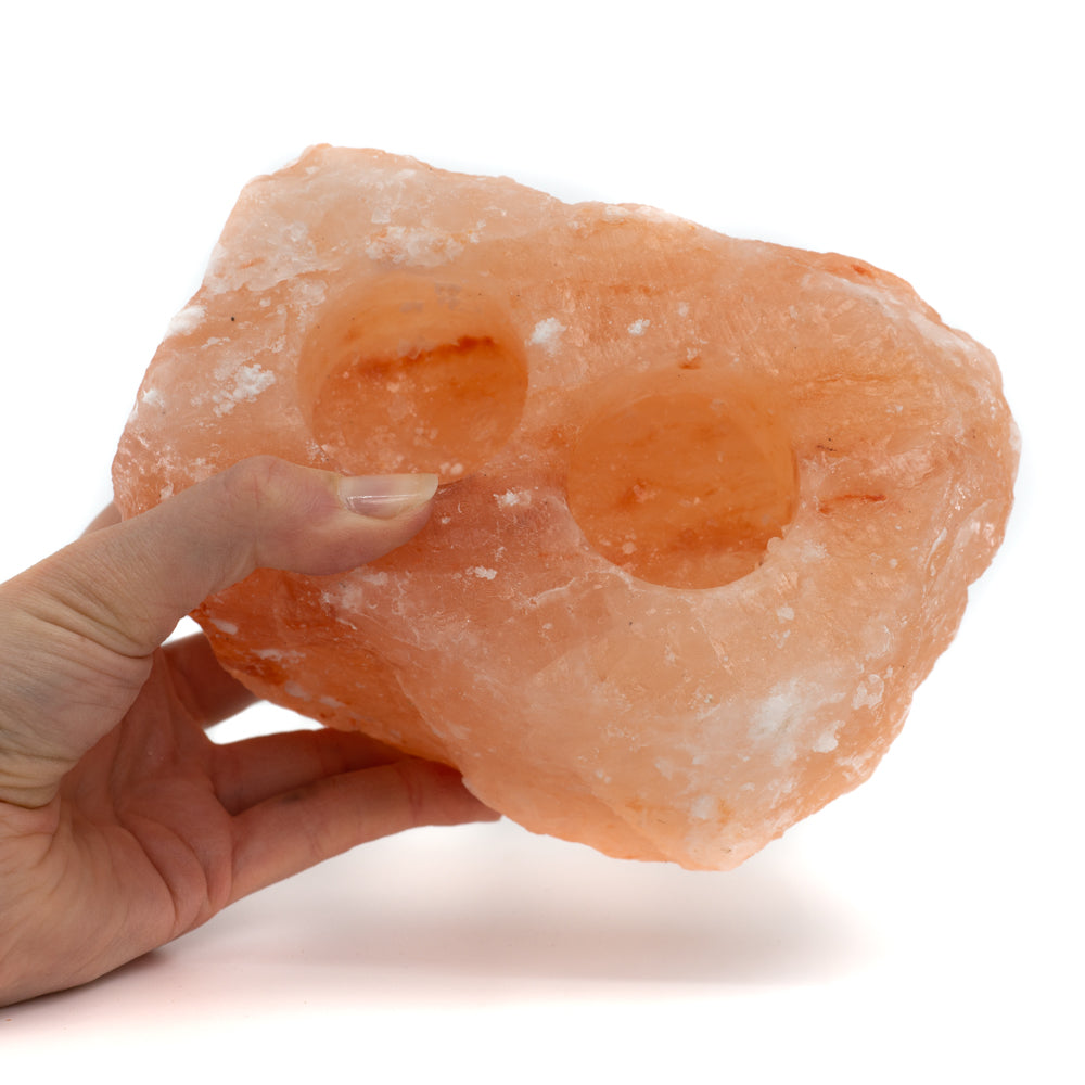 Zoutsteen Waxinelichthouder Roze (2 – 2,5 kg) ca. 21 x 9 x 8 cm